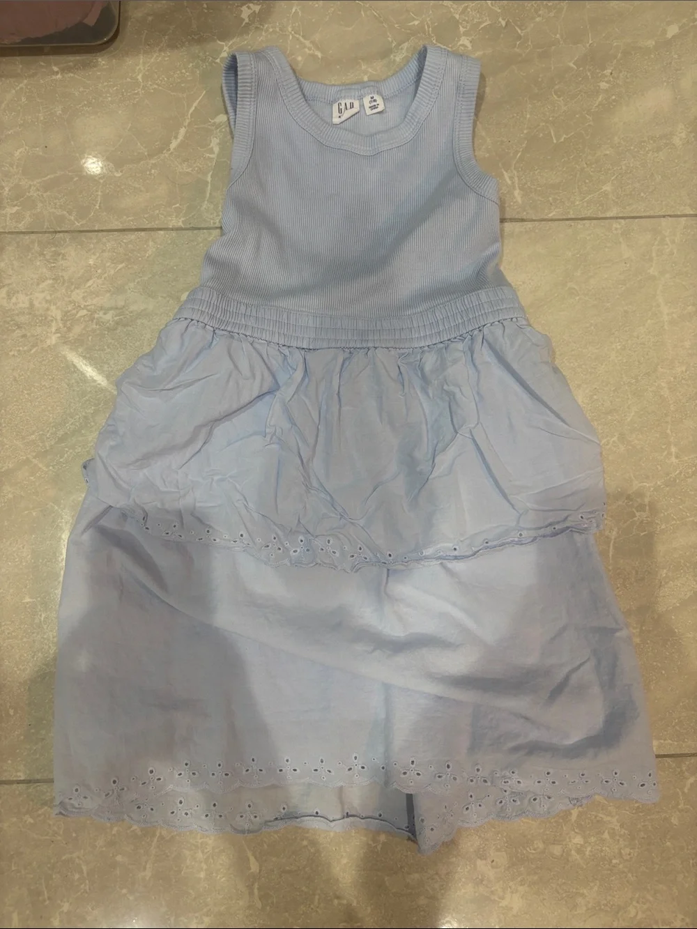GAP Light Blue Sleeveless Tiered Eyelet Dress